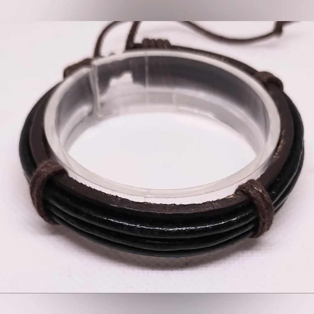 Men's Leather Bracelet Braided‎ Brown NEW f54